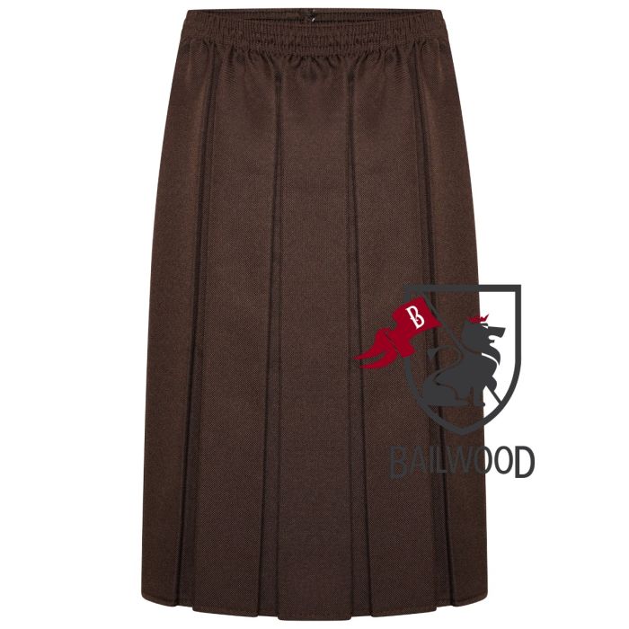 Polyester Box Pleat Skirt (Brown)