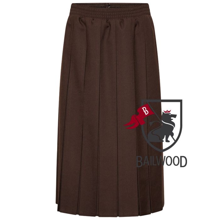 Polyviscose Box Pleat Skirt (Brown)