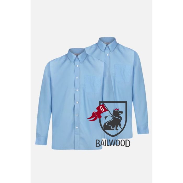 Boys Blue Long Sleeve, Non Iron Shirt - Twin Pack