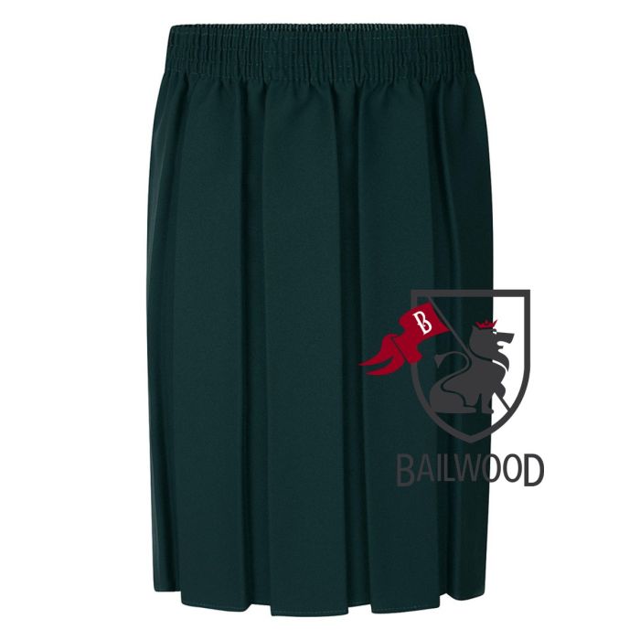 Polyester Box Pleat Skirt (Bottle Green)