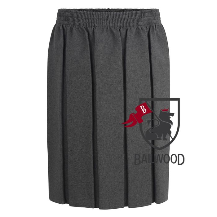 Polyester Box Pleat Skirt (Grey)