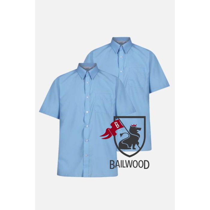 Boys Blue Short Sleeve, Non Iron Shirt - Twin Pack