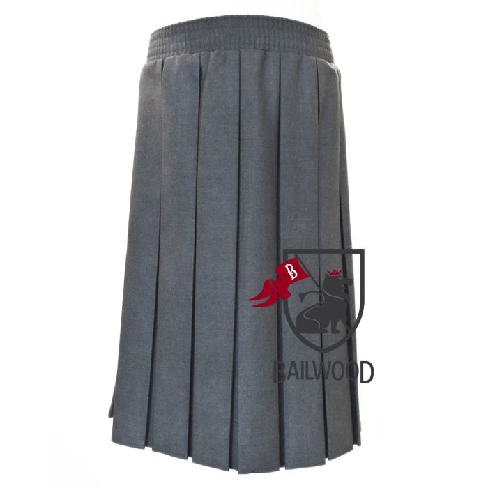 Polyviscose Box Pleat Skirt (Grey)