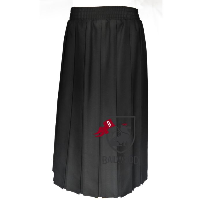 Polyviscose Box Pleat Skirt (Black)