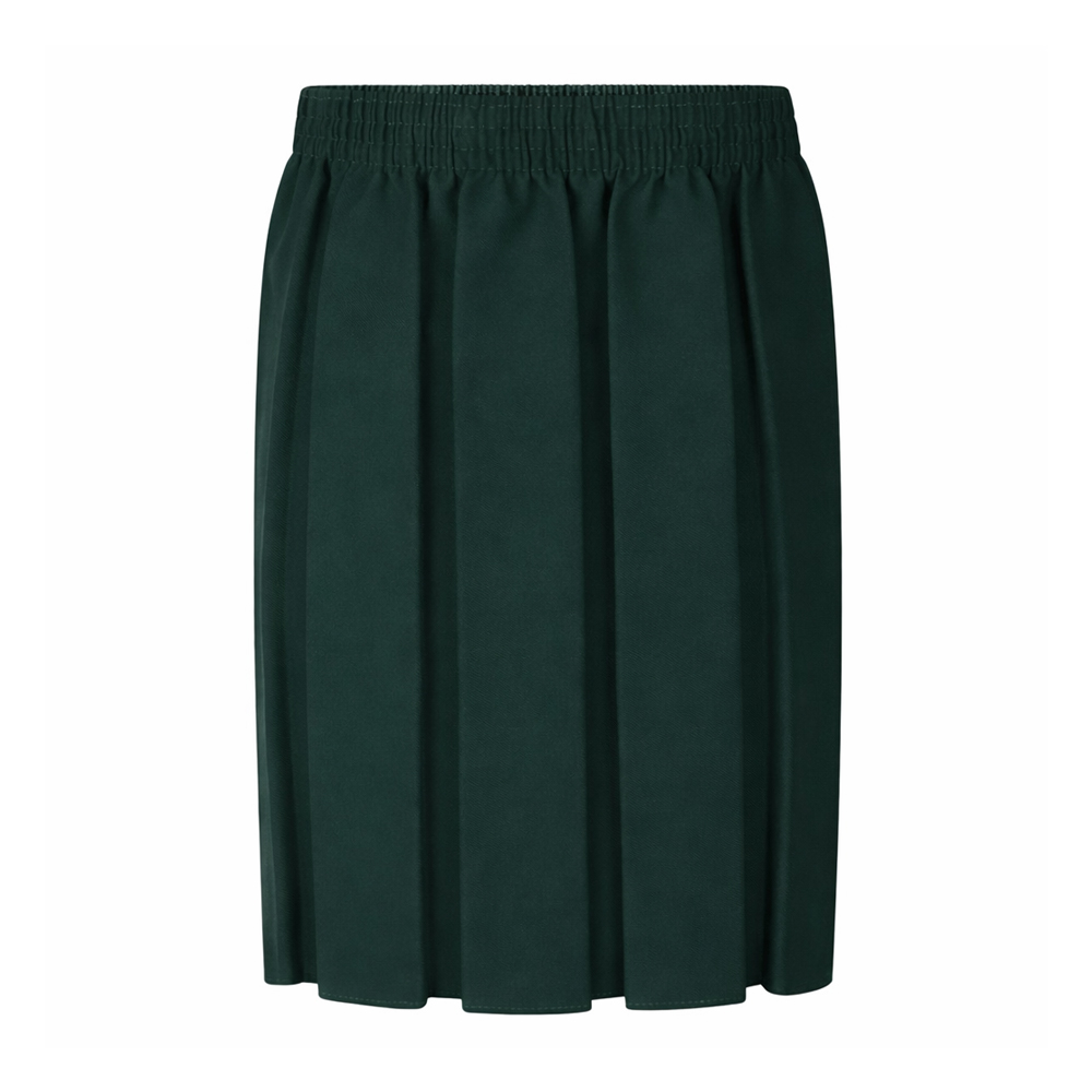 Polyester Box Pleat Skirt (Bottle Green)