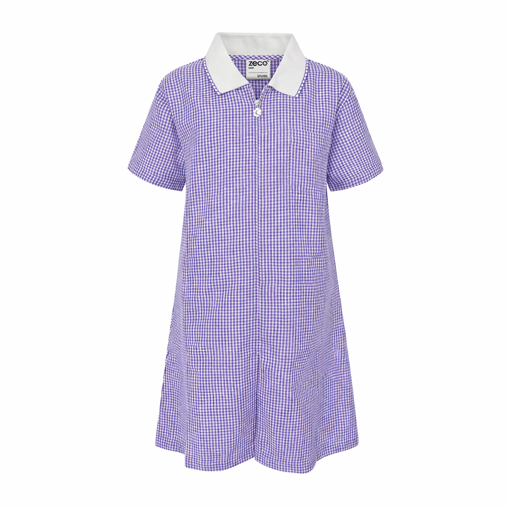 ALine Gingham Eco Dress - Purple