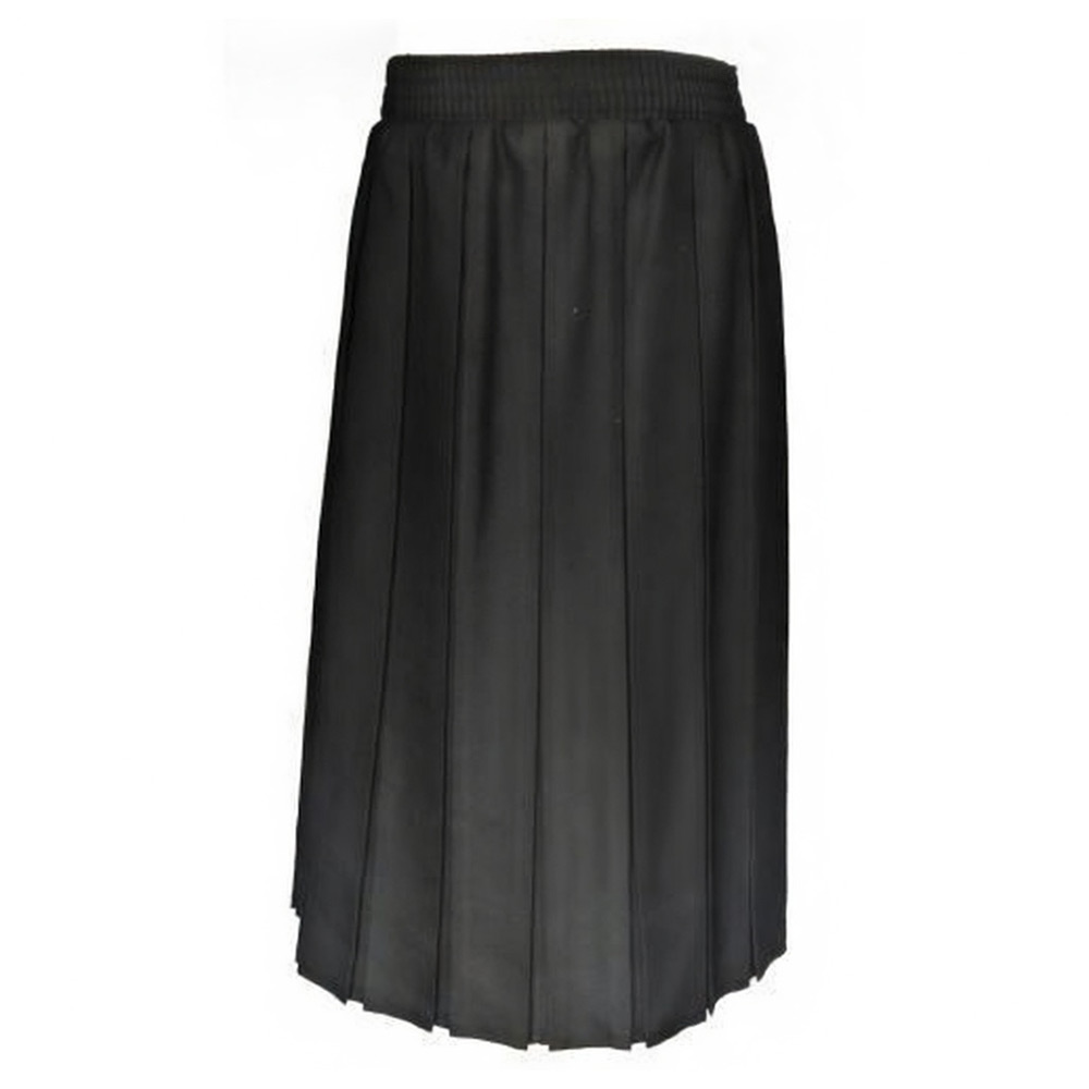 Polyviscose Box Pleat Skirt (Black)